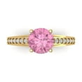 thumbnail image 2 of 2.21ct round cut pink Zircon 18k yellow gold Bridal Wedding Engagement Promise Anniversary Ring for Women size 10.75, 2 of 7