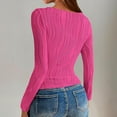 thumbnail image 4 of Women Long Sleeve Round-Neck Blouses Shirts Casual Textured Slim - Fitting Fashion Stretch Knit Top Outfits Fall Clothes Basic Winter Clothing, 4 of 9