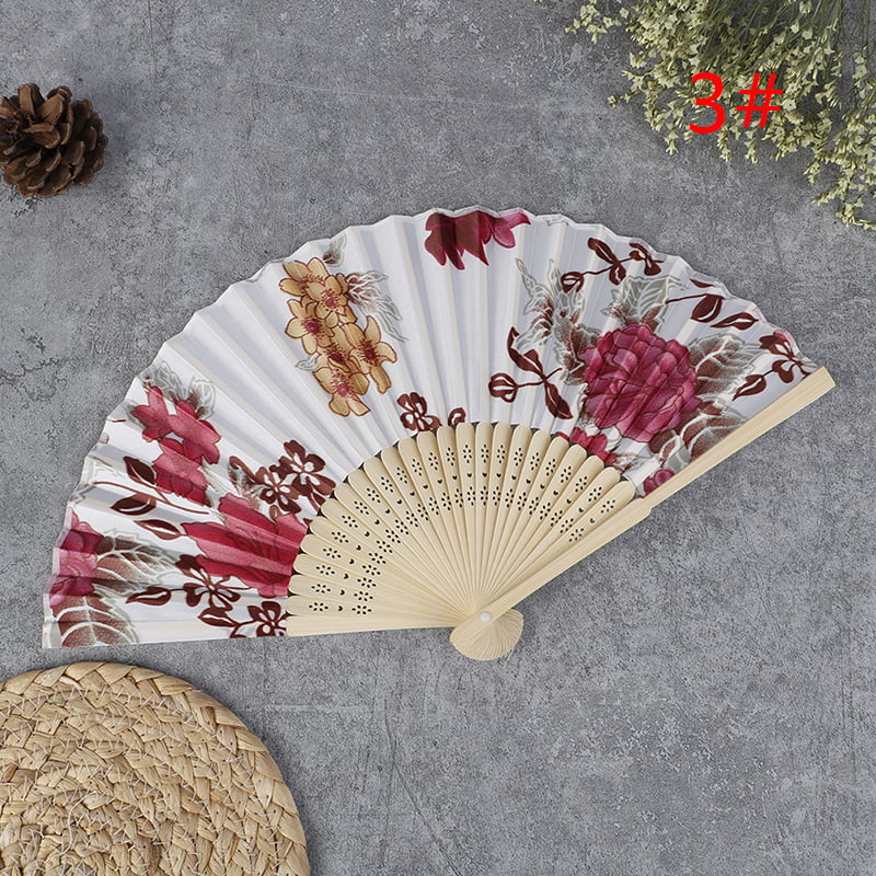 Wedding Chinese Party Wood Wooden Plum Folding Hand Summer Fan Decor Gift 