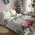 thumbnail image 3 of Christmas Truck Flannel Blanket for Bed,Travel and Camping, Xmas Cute Snowman Tree Balls Gifts Winter Snowflakes Grey Super Soft Cozy Blanket for All Seasons 30"x40", 3 of 9