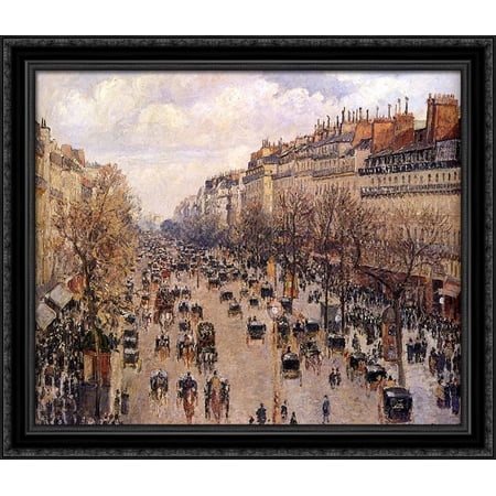 Boulevard Montmarte 34x28 Large Black Ornate Wood Framed Canvas Art by Camille Pissarro