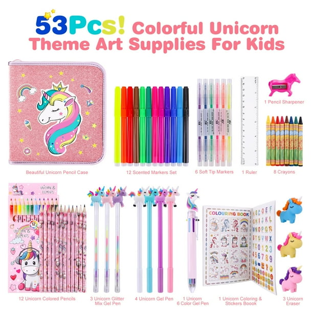 Estuche de lápices de pintura de unicornio lindo para niñas, caja de lápices de gran capacidad, bolsa de bolígrafo portátil para niños, Bolsa Escolar, suministros escolares, regalo