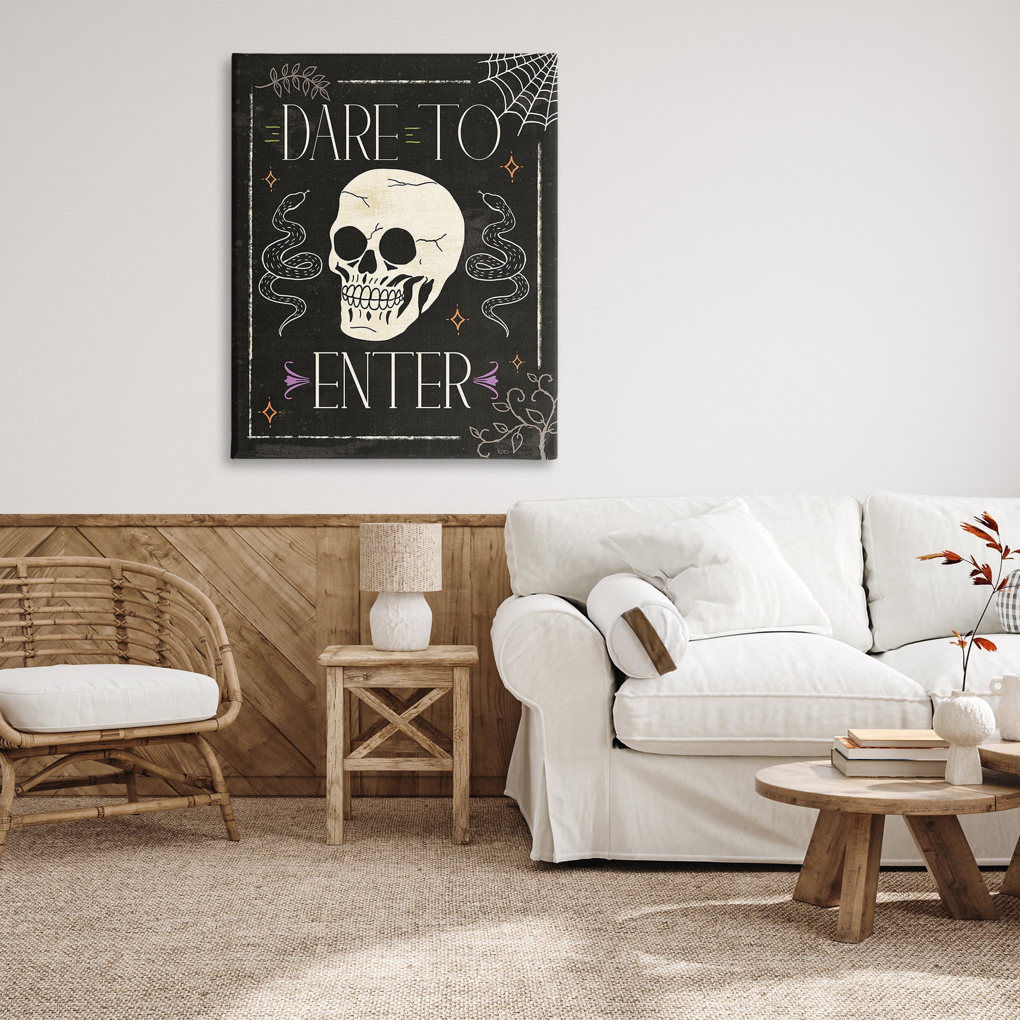 Stupell Industries Dare To Enter Phrase Holiday Painting Gallery Wrapped Canvas Art Print Wall Art, 36 x 48