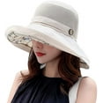 thumbnail image 5 of Summer Mesh Sun Hats for Women Lightweight Beach Hat Floral UPF50+ Packable Wide Brim Bucket Hat with Chin Strap, 5 of 8