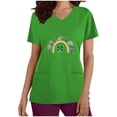 thumbnail image 3 of BiZtdJrK Weekly Sales Luck Clover Shirts for Women 2025 St Patrick's Day Short Sleeve Irish Shirts Loose Fit V-Neck Scrubs Tops with Pockets Green M, 3 of 7