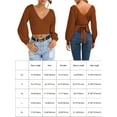 thumbnail image 4 of LOMON Women's Knitted Crop Deep V-Neck Long Sleeve Pullover Cross Wrap Front Loose Pullover Sweater, 4 of 8