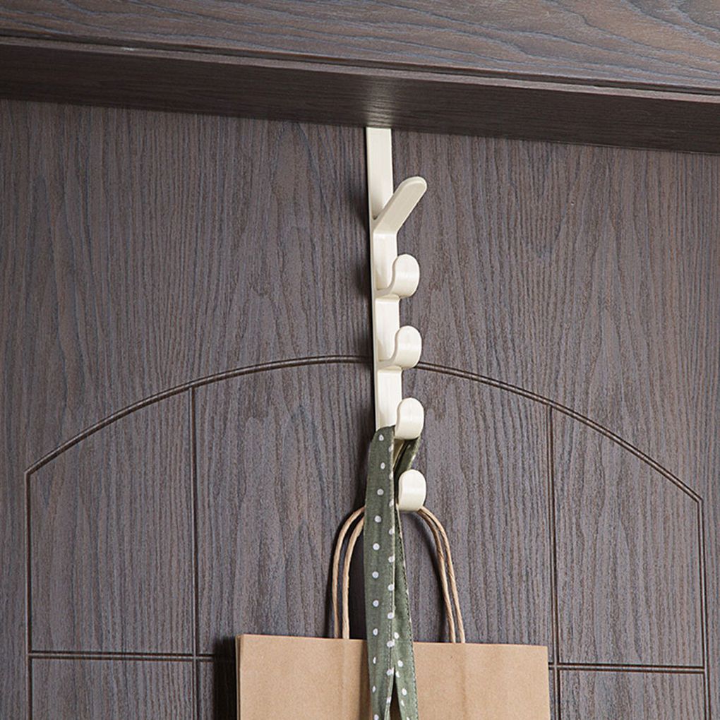 over the Door Hook Hanger with 5 Hooks, Vertical Hanging Coat Rack Towel Hanger Rack, Plastic over the Door Hat Display Hanger, for Hanging Towel Scarf Hat Bag (Random Color) - by ROBOT-GXG - image 4 of 11
