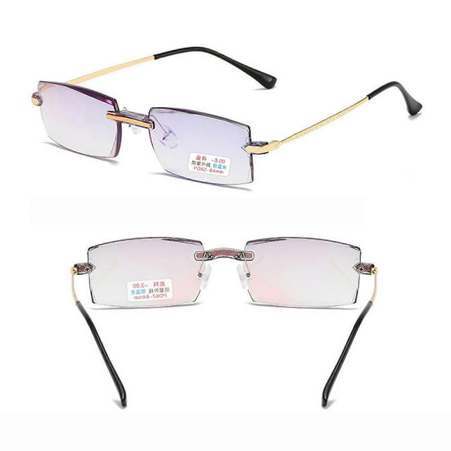 Blue Light Blocking Reading Glasses Stay Clear Diamond Cut Edge Rimless Comfort Eyeglass for Elderly Men and Women