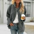 thumbnail image 2 of qolati Winter Coats for Women Casual Solid Long Sleeve Plush Coat Sherpa Fleece Oversized Trendy Jackets Warm Outerwear with Pockets Gray XXL, 2 of 10