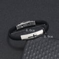 thumbnail image 3 of Veshon Men's Leather Bracelet with Stainless Steel Wristband Cuff Bangle Personality Bracelets, 3 of 5