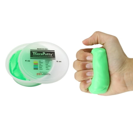 CanDo TheraPutty Standard Hand Exercise Putty For Rehabilitation, Exercises, Hand Therapy, Occupational Therapy, Hand Strengthening, Improve Motor Skills, Stress Relief 6 oz Green Medium