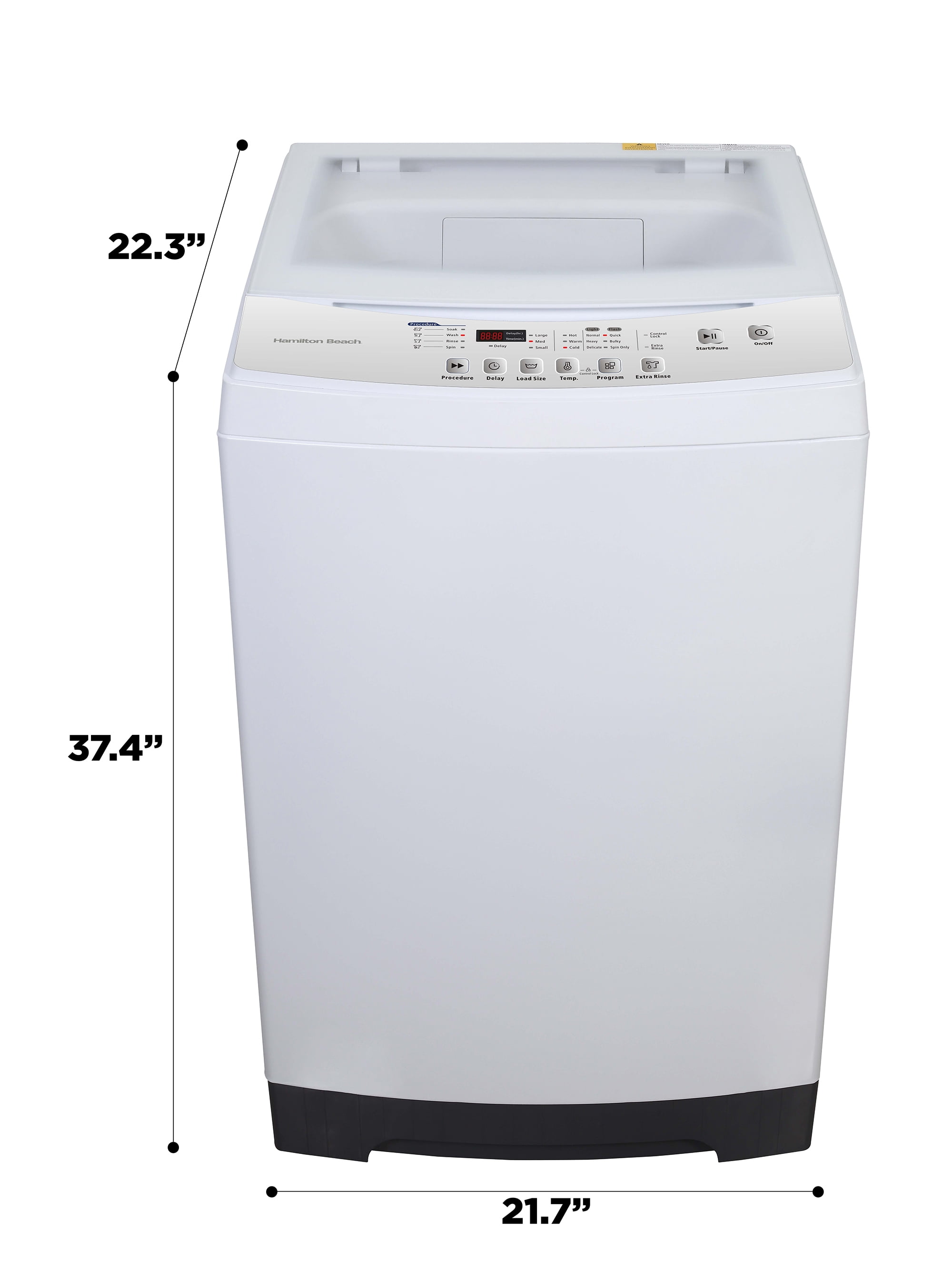 Hamilton Beach 2.1 Top Load Portable Washing Machine with 6 Wash Cycles, White, HBPW210