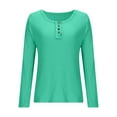 thumbnail image 5 of Ashirexll Winter Tops for Long Sleeve Shirts for Casual Solid Color V-Neck Button Down Knit T-Shirt Blouse, 5 of 7