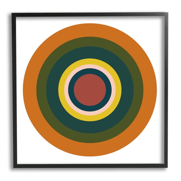 Stupell Industries Earthy Boho Circles Abstract Painting Black Framed Art Print Wall Art, 12 x 12
