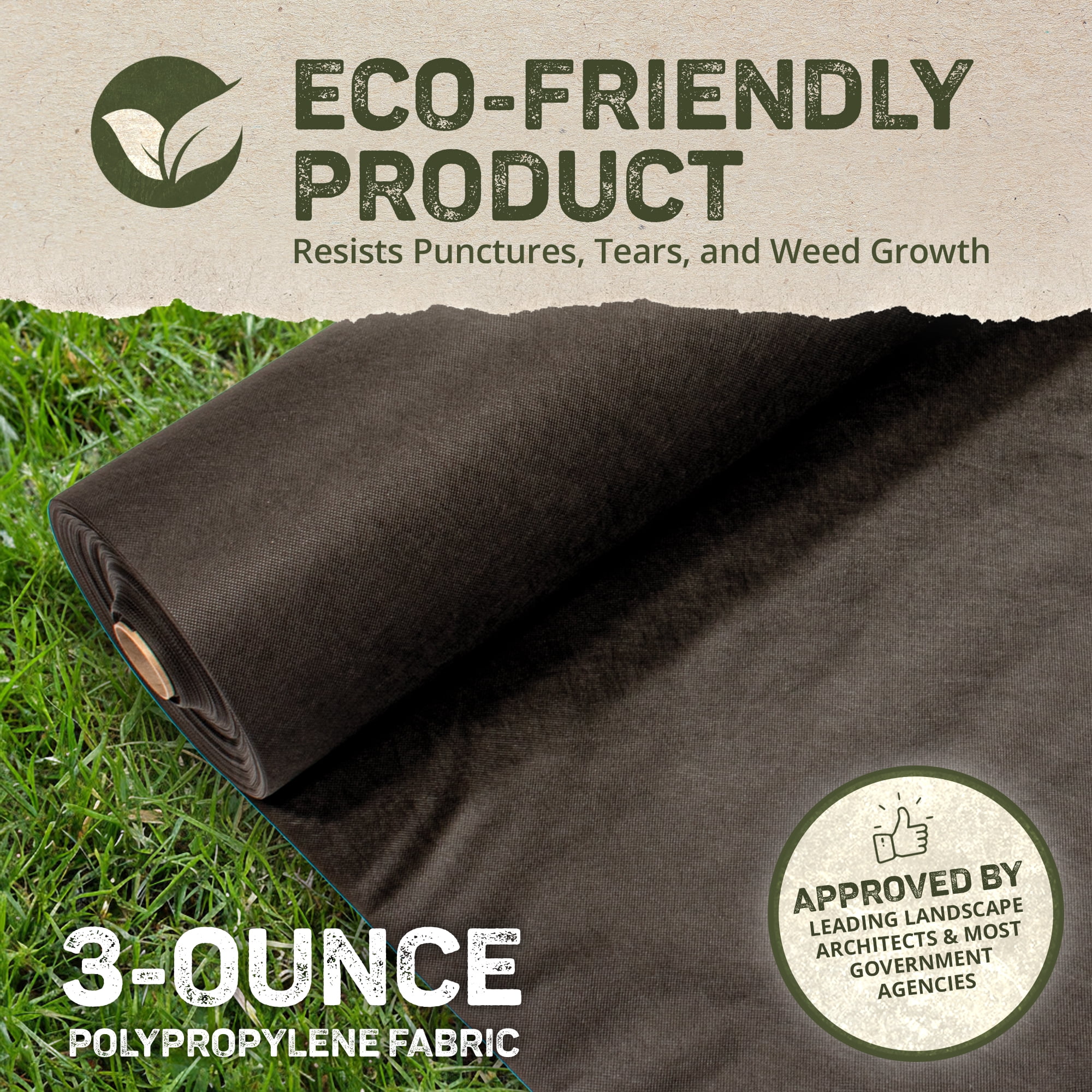DeWitt 3-Pack Weed-Barrier Pro Black 3 oz Heavy-Duty Landscape Fabric, 4 x 100 Feet