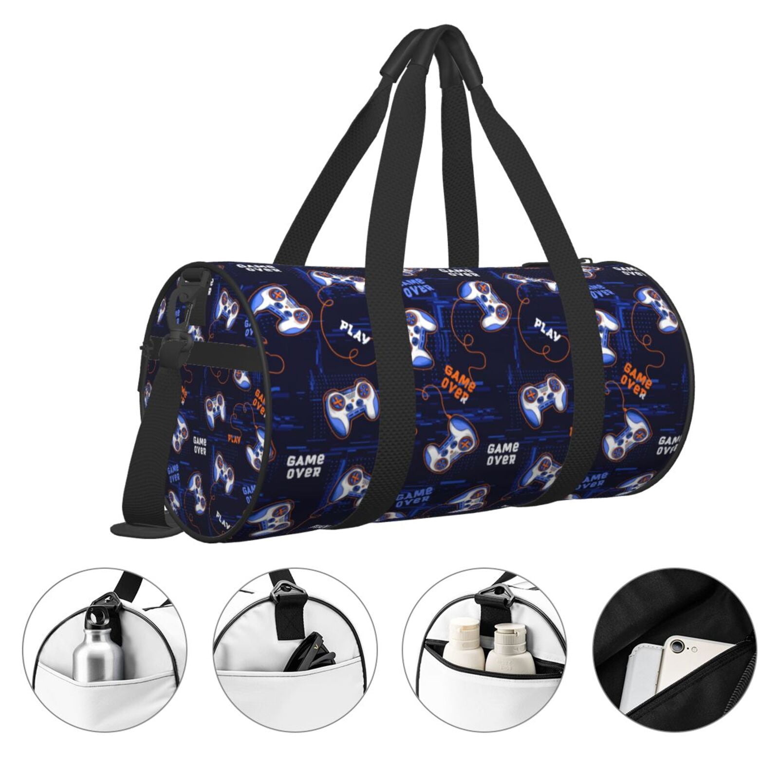 Vsdgher Game Pads 45L Foldable Duffel Bag, Sports Gym Bag,Overnight Bag, Portable Weekender Bag for Airplanes