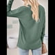 thumbnail image 4 of Blusas de Verano para Mujer con Mangas 3/4, Cuello en V, Mangas Abullonadas, Estilo Casual, con Textura Fruncida. Verde 4XL, 4 of 8