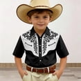 thumbnail image 2 of WAYUTE Denim Short Sleeve Shirt for Kids Boys Printed Western Style Top with Button Front Comfort Fit Summer Daily Wear, 2 of 4