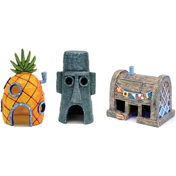 Penn-Plax SpongeBob SquarePants Officially Licensed 3-Piece Aquarium Ornament Bundle