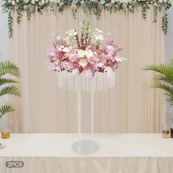 2 PCS Wedding Flower Stand Clear Flower Holder Single Tier Acrylic Wedding Flower Stand for Wedding Decor