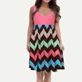 thumbnail image 2 of Fridja Women O- Neck Sleeveles Dress wave pattern Print Mini Tank Tops Dress, 2 of 7