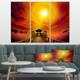 thumbnail image 1 of Design Art - Exotic Wood Pier under Yellow Sun, 1 of 1