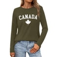 thumbnail image 1 of MHFRRA Camiseta de Manga Larga para Mujer con La Bandera del Día de Canadá y La Hoja de Arce Canadiense. Verde Militar, 1 of 3