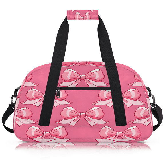 Herdesigns Pink Bow Duffle Bag for Women & Men, Gym Bag Dance Bag Overnight Bag Carry On Weekender Travel Bag