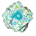 thumbnail image 2 of Carolines Treasures CJ2006-PFC Letter P Flowers And Butterflies Teal Blue Foam Coasters- Set Of 4, 2 of 3