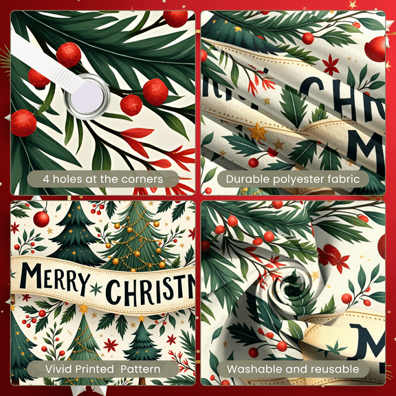Decorative Design Merry Christmas Banner Festive Theme Christmas Backdrop for Holiday Decoration Winter Celebration Indoor Decoration