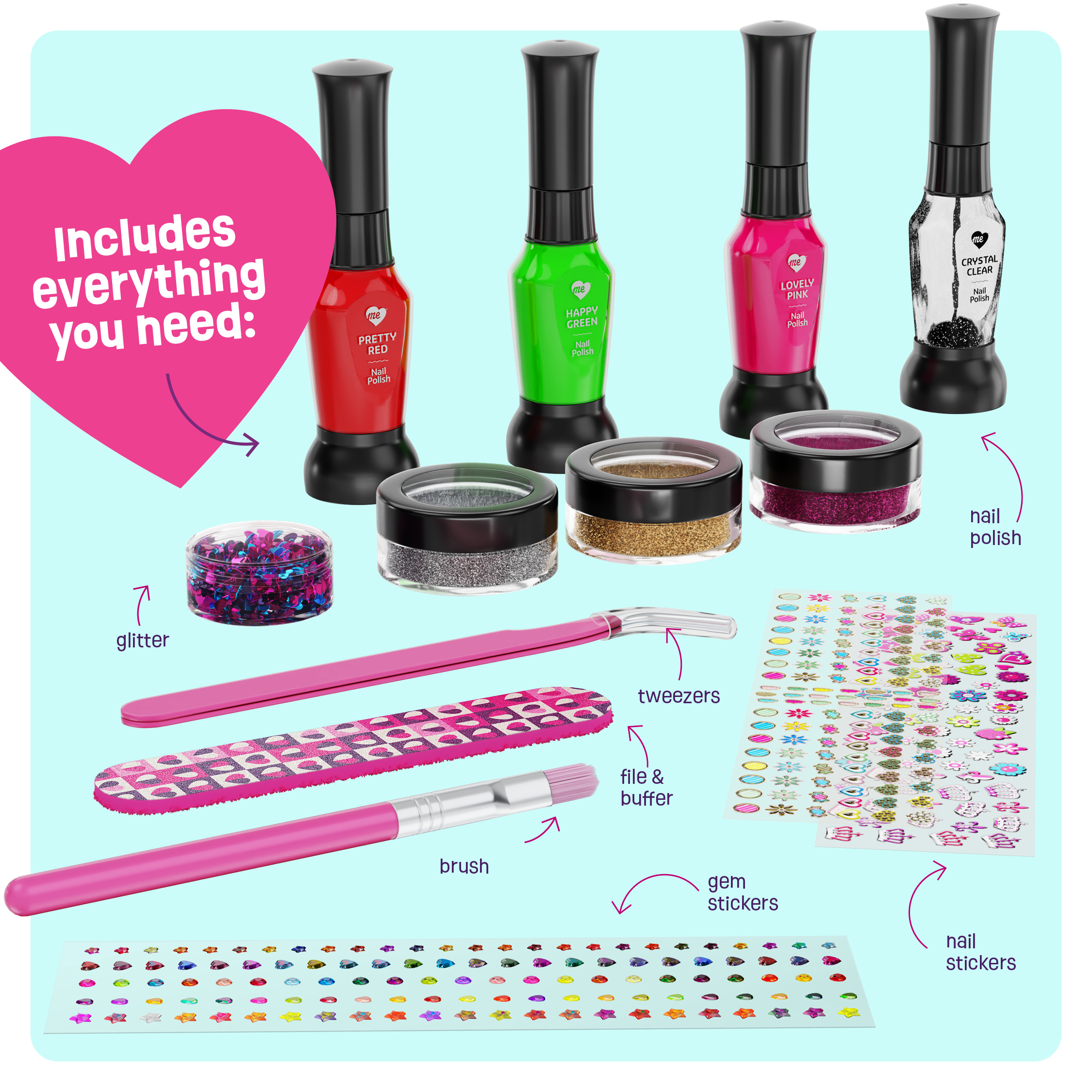 Pretty M Nail Art Studio Kit for Girls, Ages 7-12 photo 4