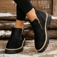 thumbnail image 2 of Womens Platform Ankle Boots 2025 Fashion Casual Side Zipper Round Toe Chunky Mid Heel Walking Booties Winter Fall Black Size 9.5, 2 of 7