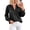 Black, variant on Women's Satin Blouses V Neck Long Sleeve Tops Dressy Silk Shirts, Smocked Cuff, Balloon Sleeves, Smooth & Soft, Work Office Wear, Fall Clothes