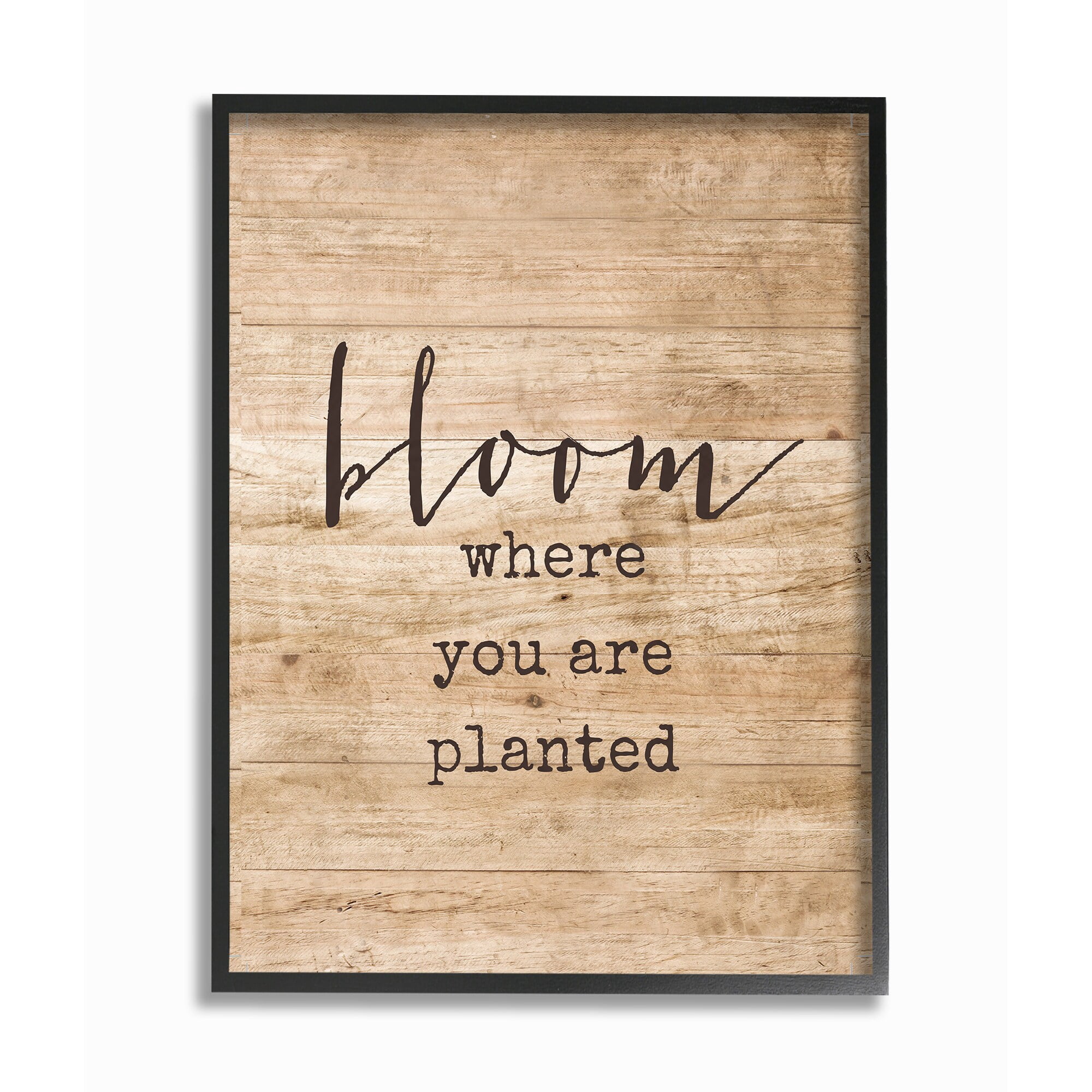 Stupell Industries Bloom Where You're Planted Graphic Art Black Framed Art Print Wall Art, 11x14, by Lettered and Lined