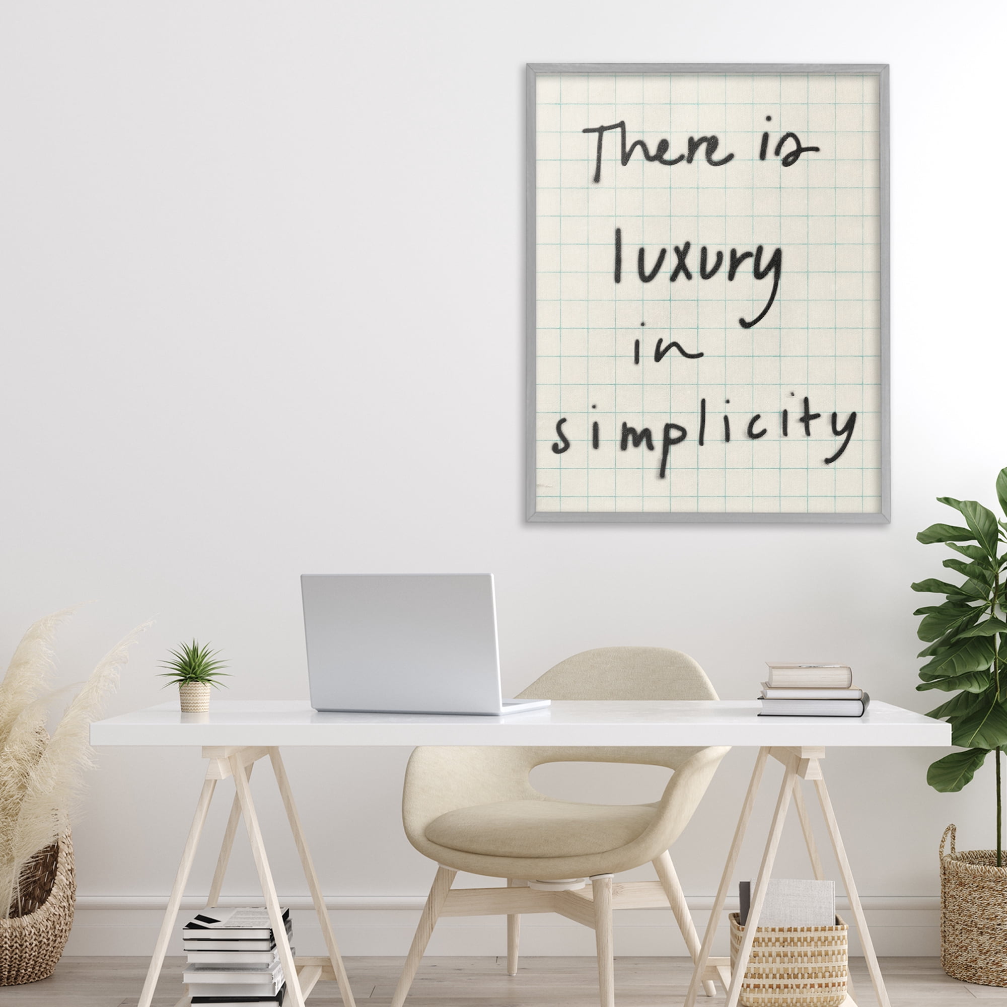 Stupell Industries Luxury In Simplicity Scrawl Gray Framed Giclee Art, design by Victoria Barnes