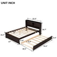 thumbnail image 4 of Full Size Bed with Trundle, Full Storage Bed with Bookcase Headboard, Pull Out  Platform Bed with Wood Bed Frames for Bedroom, Guest Room, 4 of 9