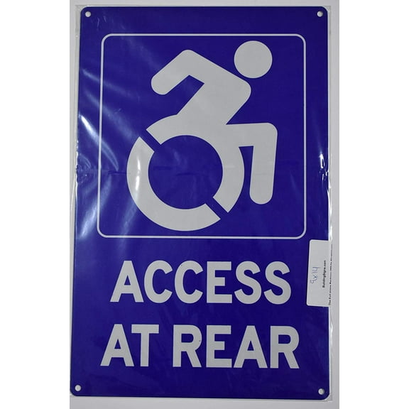 Access at Rear Sign (Aluminium Reflective,Rust Free, Blue 7x10)-The Pour Tous Blue LINE