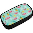 thumbnail image 2 of Flamingo Print Pencase,Large Pencil Case Big Capacity Compartments Canvas Pencil Pouch, 2 of 5
