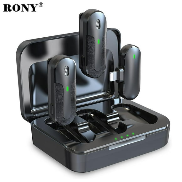 RONY Microphone Cravate Sans Fil de 65 Pi pour iPhone iPad avec Étui de Chargement, Mini Micros Professionnels avec Réduction du Bruit pour Vlogs Baladodiffusion Diffusion en Direct Entrevues