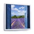 thumbnail image 3 of Designart 'View of Lavender Field Through Blue Open Cottage Window' Farmhouse Framed Canvas Wall Art Print, 3 of 5