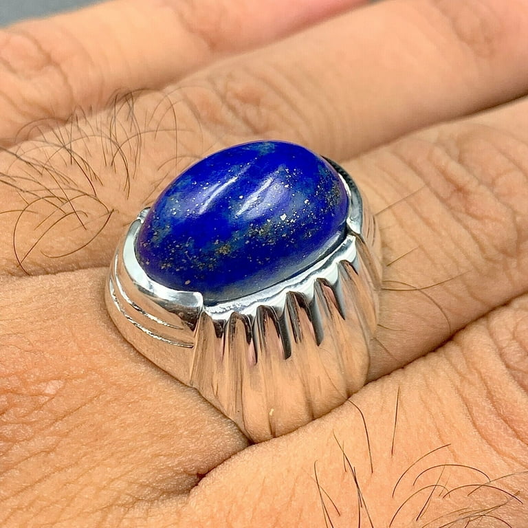 Natural Lapis Lazuli Ring Mens Lapis Ring Lajward Stone Gift For Him 925 Walmart