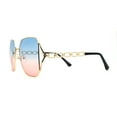 thumbnail image 4 of Womens Metal Jewel Chain Arm Luxury Diva Oversize Sunglasses Gold Blue Pink, 4 of 5