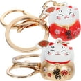 thumbnail image 1 of 2pcs Fortune Cat Key Pendants Japanese Style Keychain Key Buckle Purse Pendants, 1 of 8