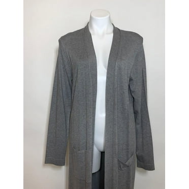 Joan Vass Women's Cardigan, Heather Dark Grey, Size M