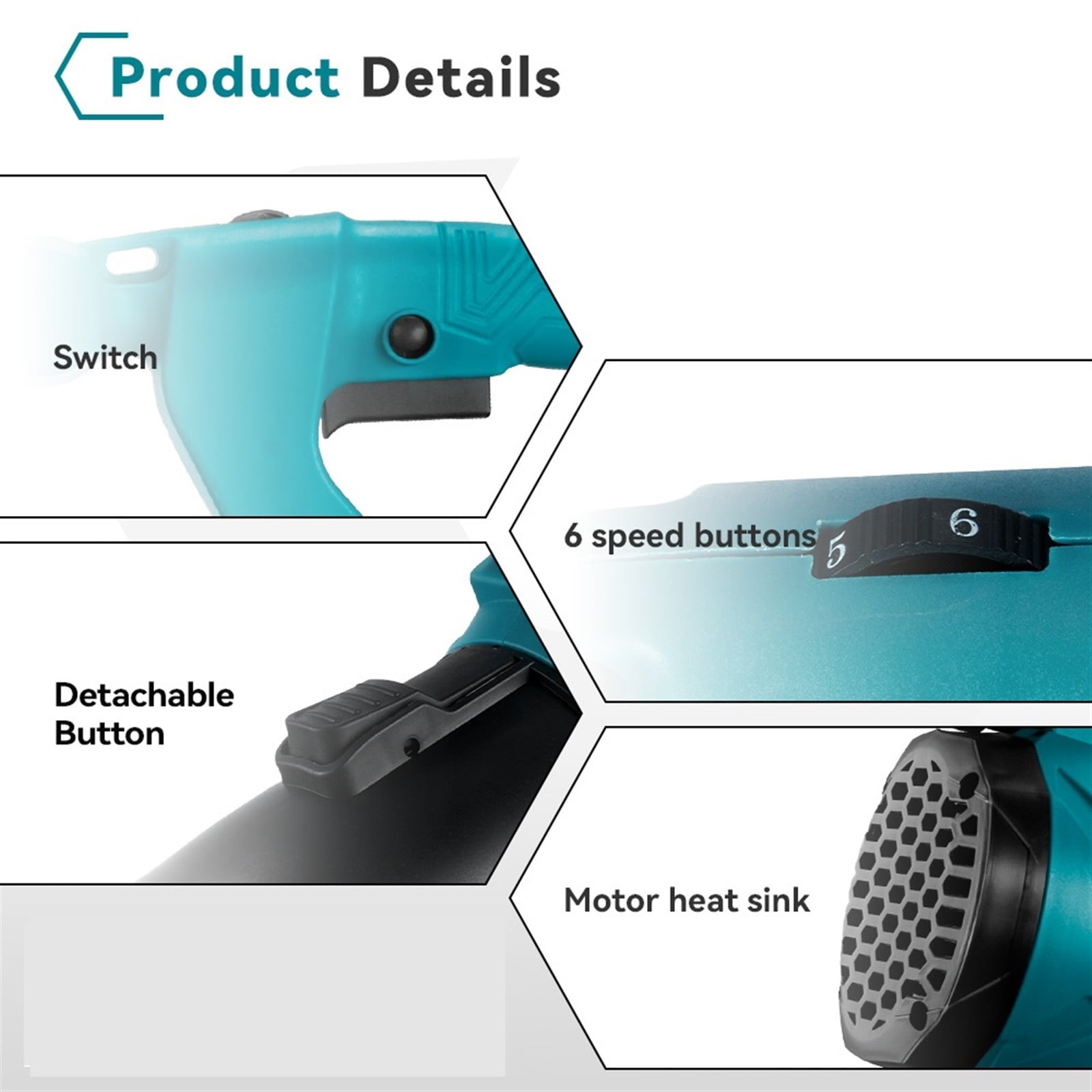 Electric Blower 6 Gears Adjustable Cordless Household Leaf Blower Blowing Dust Blowing Snow Tool ,Easy to Use