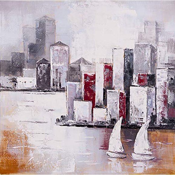 Begin Home Decor Costal Scene Wrapped Canvas 36x36 Multicolor