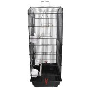[US-W]37" Bird Parrot Cage Canary Parakeet Cockatiel LoveBird Finch Bird Cage with Wood Perches & Food Cups Black