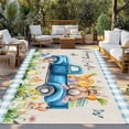 thumbnail image 2 of Blue Plaid Easter Outdoor Rug for Patio/Deck/Porch, Non-Slip Large Area Rug 5 x 7 Ft, Blue Truck Spring Floral Bunny Rustic Indoor Outdoor Rugs Washable Area Rugs, Camping Rug Carpet Runner, 2 of 8