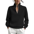 thumbnail image 4 of CFLVAEK Half Zip Sweatshirt for Women Solid Color Lapel Workout Sweatshirts Casual Long Sleeve Fall Pullovers Black L, 4 of 7
