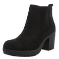 thumbnail image 1 of Soda Women's Faux Suede Chelsea Round Toe Lug Ankle Bootie , Black, 6 M US, 1 of 5